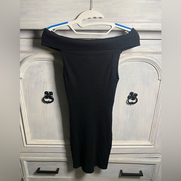 Revolve superdown Black Ribbed Off The Shoulder Mini Sweater Bodycon Dress - Picture 7 of 7